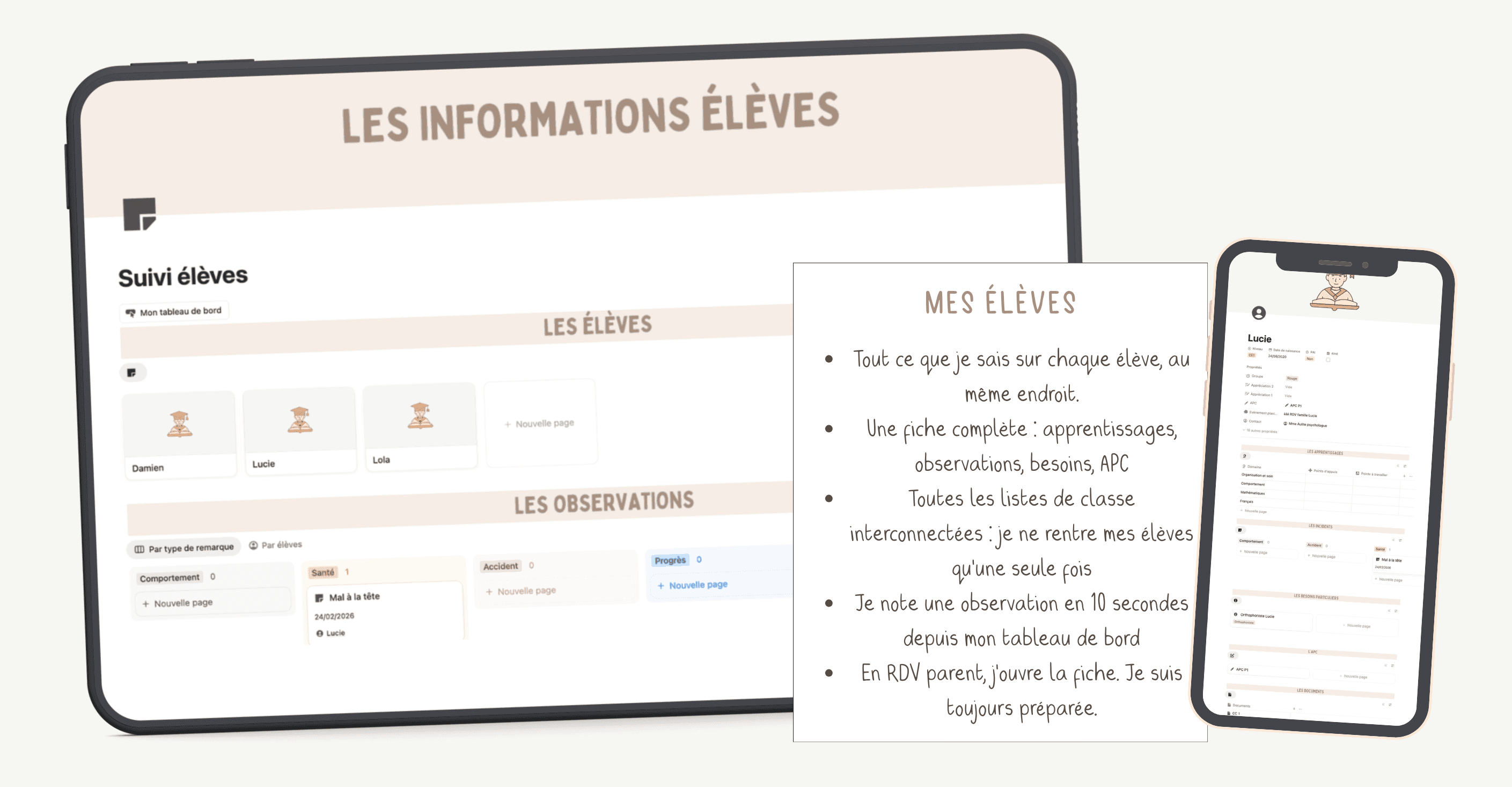 Aperçu du suivi des élèves