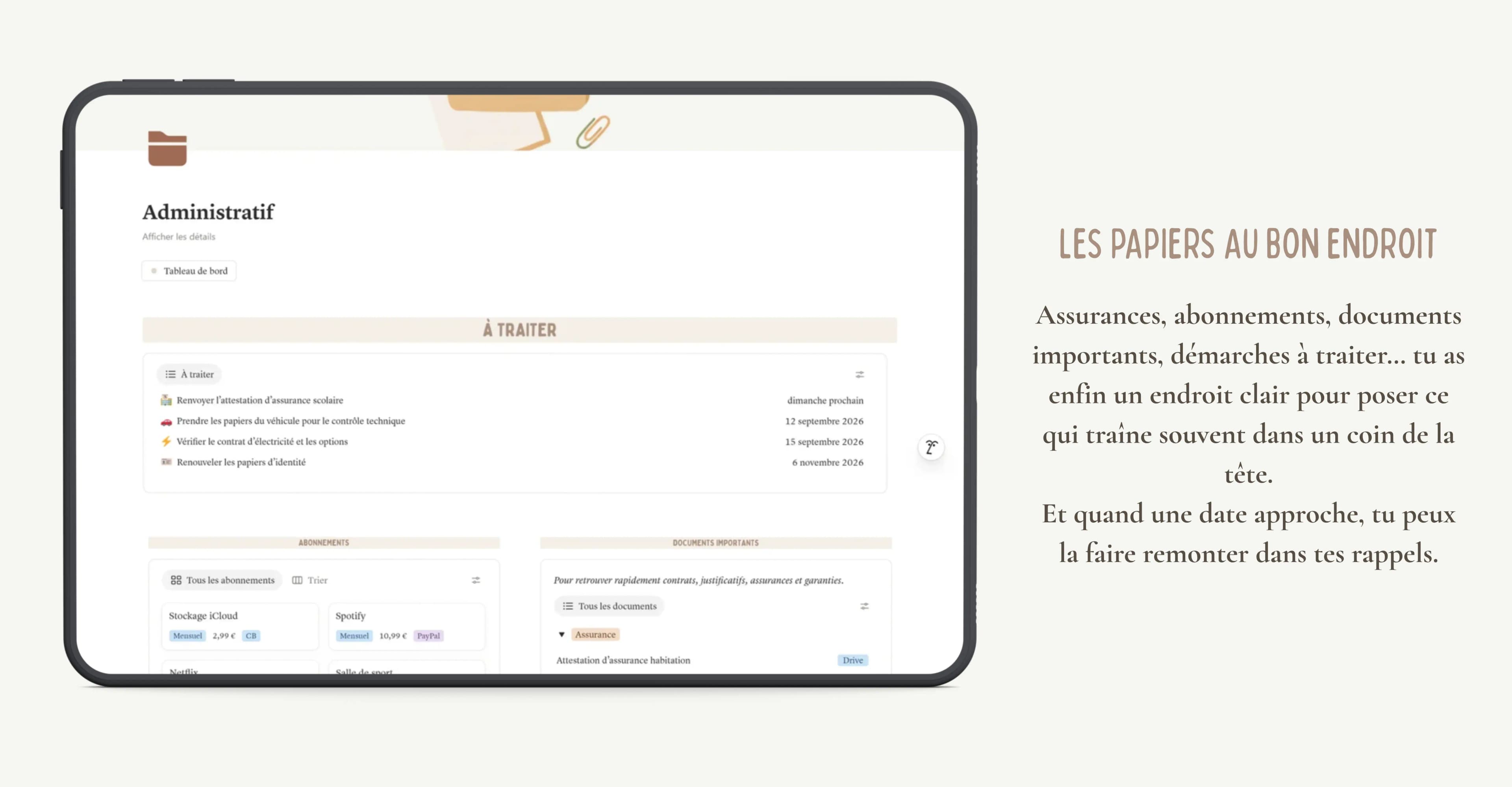 Aperçu de l'administratif