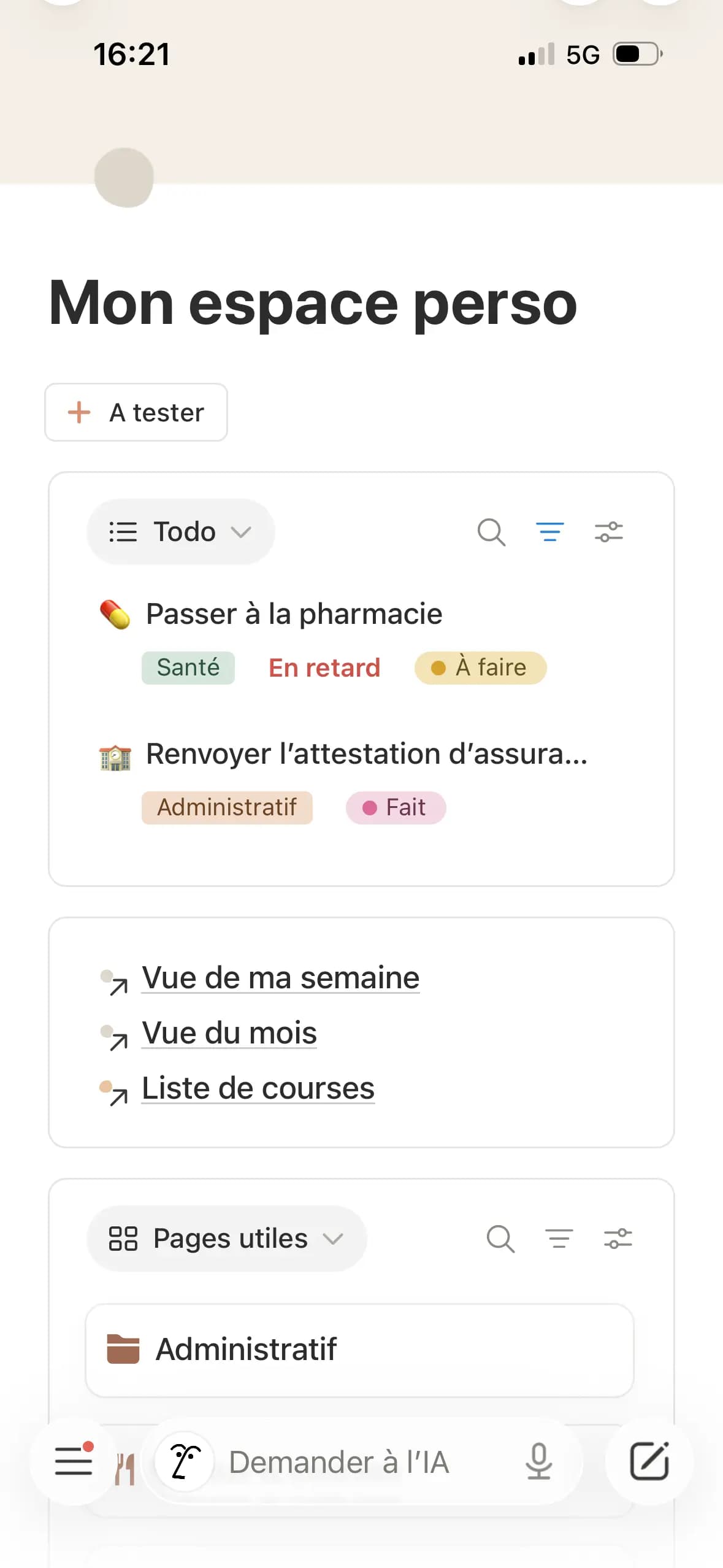 Aperçu mobile du template Notion