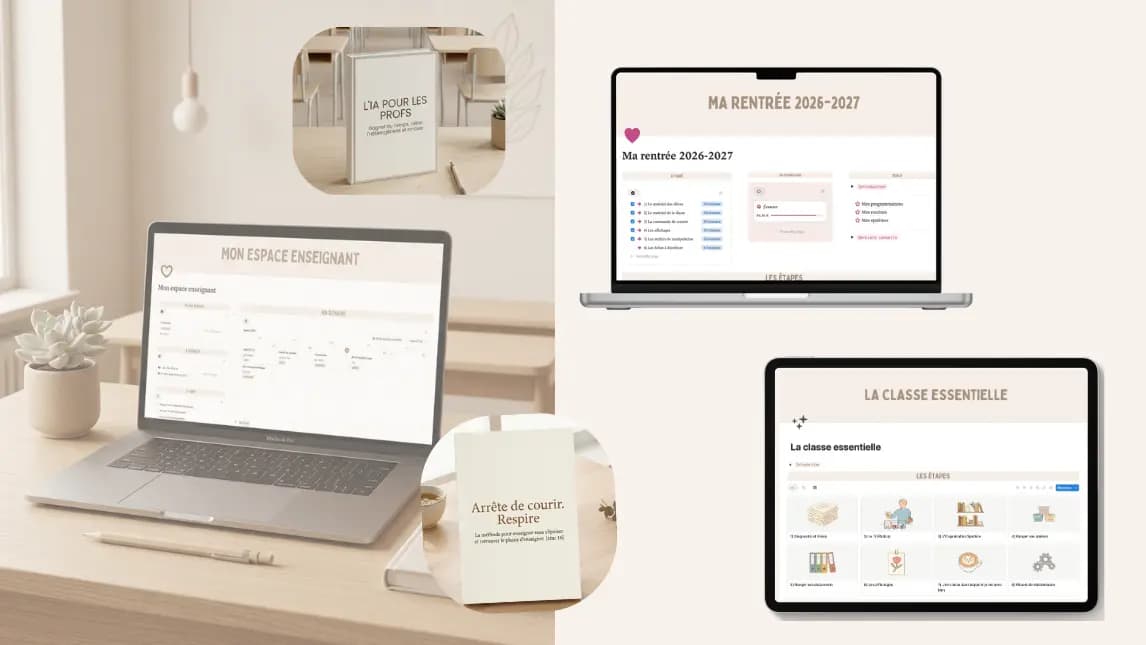 Mon Espace Enseignant + Mon année 2026-2027 + Enseigner sans s’épuiser + L’IA pour les Profs + Classe essentielle