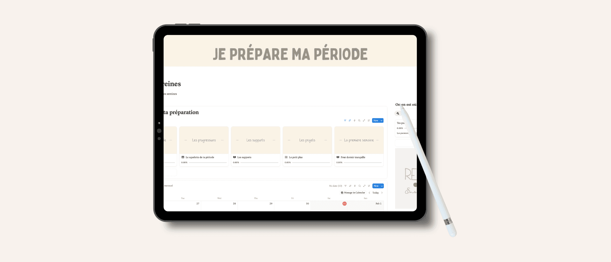 Template Notion clé en main gratuit Vacances sereines pour préparer sa période en 4h quand on est enseignant