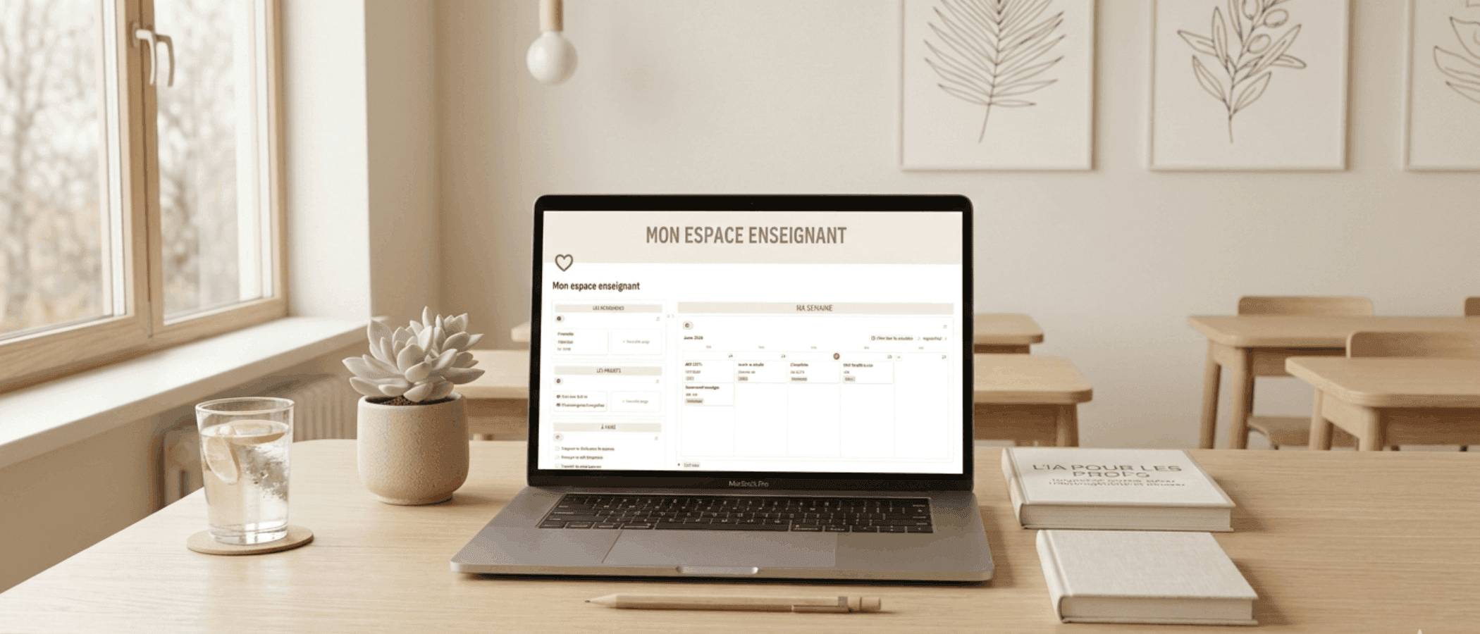 Tableau de bord automatique de mon planner numérique enseignant sur Notion 