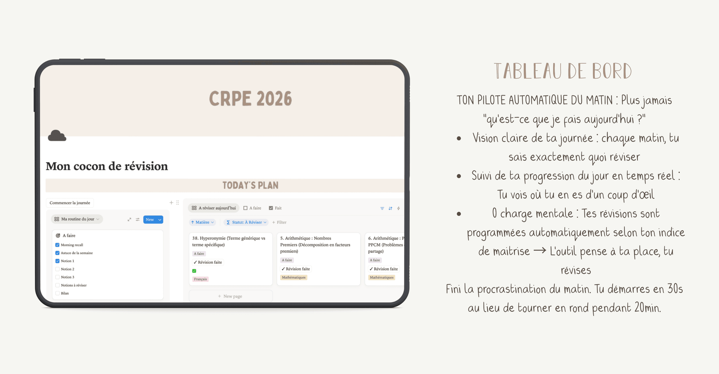 Aperçu tableau de bord